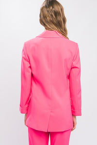 Fuchsia Woven Solid Vertigo Blazer