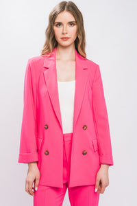 Fuchsia Woven Solid Vertigo Blazer