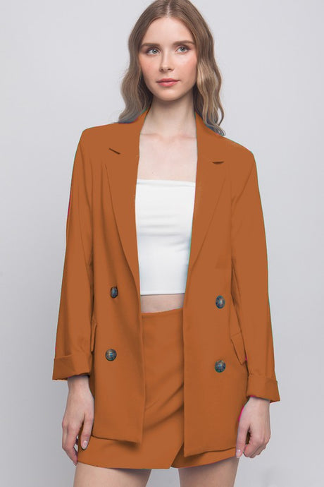 Brown Woven Solid Vertigo Blazer