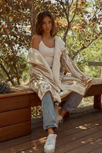 Cream-Tan Zebra Print Sherpa Long Coat Jacket