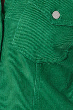 Green Long Sleeve Corduroy Utility Dress