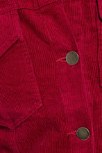 Red Long Sleeve Corduroy Utility Dress