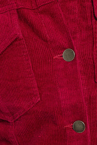 Red Long Sleeve Corduroy Utility Dress