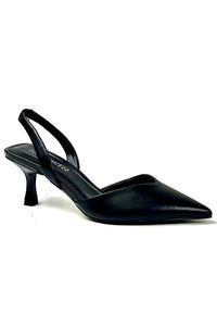 Black Pointed Toe Anti-leather Low Heel Pumps