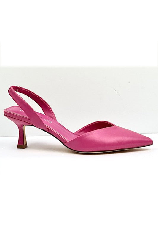 Fuchsia Pointed Toe Anti-leather Low Heel Pumps