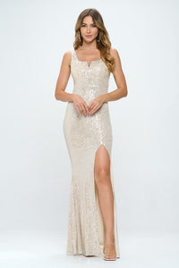 Cream Sleeveless Sequin Maxi Dress