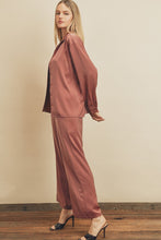 Mauve Comfy Button Down Shirt And Pull-on Pants Set That You Can Wear Out