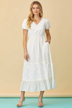 Ivory Embroidered V-neck Maxi Dress