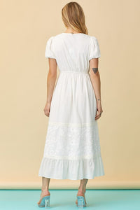 Ivory Embroidered V-neck Maxi Dress