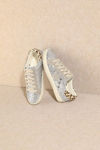 Silver Fashion Leopard Sneakers