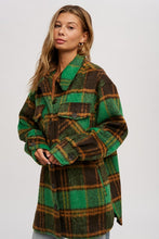 Green Plaid Brushed Flannel Coat