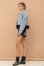 Black Denim Oversized Fur Crop Denim Jacket