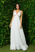 Off White Woven Solid Strap Trim Detail Maxi Dress