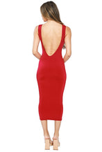 Red Open Back Sleeveless Midi Dress