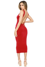 Red Open Back Sleeveless Midi Dress
