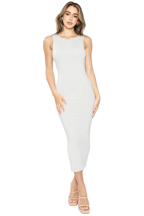 Purity Open Back Sleeveless Midi Dress