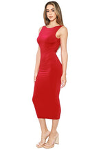 Red Open Back Sleeveless Midi Dress