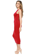 Red Open Back Sleeveless Midi Dress