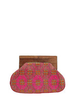 Seed Bead Pattern Wood Top Fashion Clutch Bag
