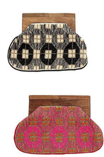 Seed Bead Pattern Wood Top Fashion Clutch Bag