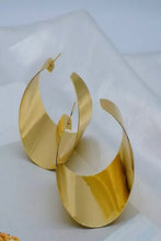 Gold Thick C Shape Modern Hoop Earrings
