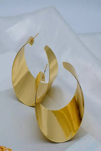 Gold Thick C Shape Modern Hoop Earrings