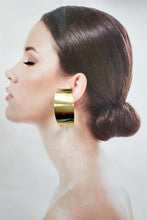 Gold Thick C Shape Modern Hoop Earrings