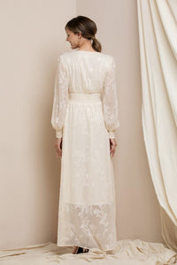 Cream Burn Out Floral Shaped High-low Maxi Dress