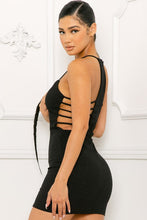 Black Glitter Lattered Side Mini Dress