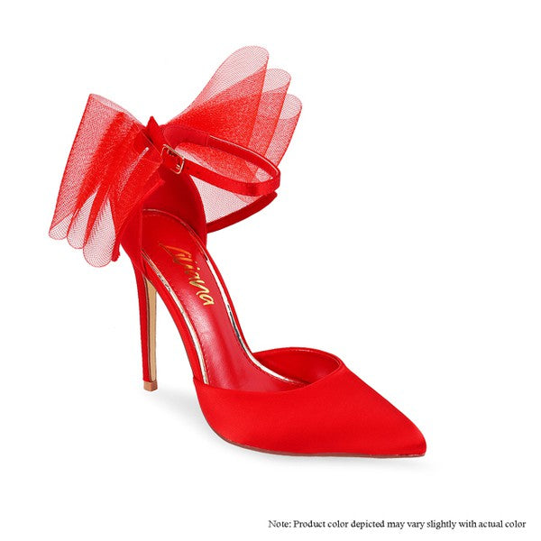 Red Bow Pointed Toe High Heels