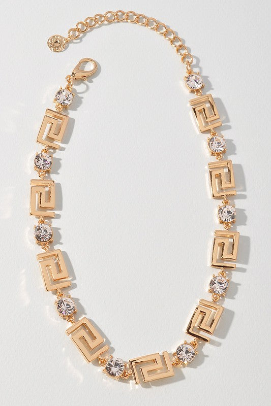 Gold Rhinestone Party Fashion Necklace