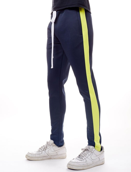 Navy/Neon Yellow Men's Track Pants