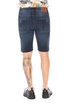 Dark Blue Denim Shorts Distressed Rip Slim Skinny