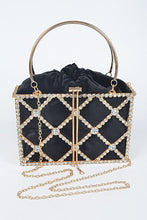 Black Rhinestone Metal Frame Clutch