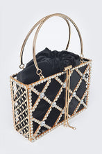 Black Rhinestone Metal Frame Clutch