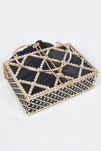 Black Rhinestone Metal Frame Clutch