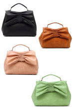 Apple Green Pleated Bow Flap Crossbody Satchel