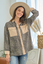 Leopard Button Down Shirt With Double Pocket