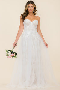 Ivory Lace Trimmed Bridal Wedding Dress