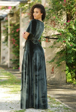 Deep Olive Ellie Velvet Wrap Dress