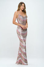 Mauve Mermaid Skinny Sequin Long Dress