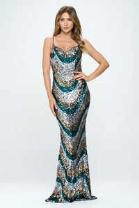 Emerald Green Mermaid Skinny Sequin Long Dress