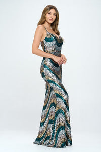 Emerald Green Mermaid Skinny Sequin Long Dress