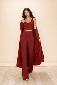 Red Always A Favorite Wide Rib Cardigan Set