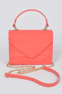 Enamel Faux Leather Single Handle Clutch
