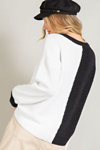 Black Colorblock Knit Sweater