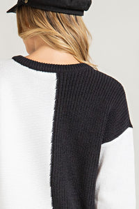 Black Colorblock Knit Sweater