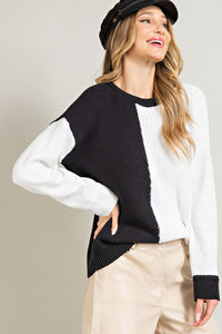 Black Colorblock Knit Sweater