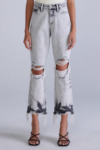 Gray High Rise Straight Women Jeans