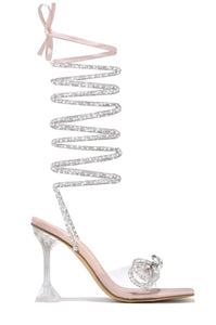 Nude Glitter Rope Heels